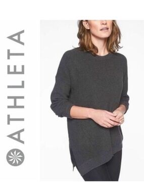 Athleta Rest Day Asym Crewneck Sweater - Charcoal, Size S